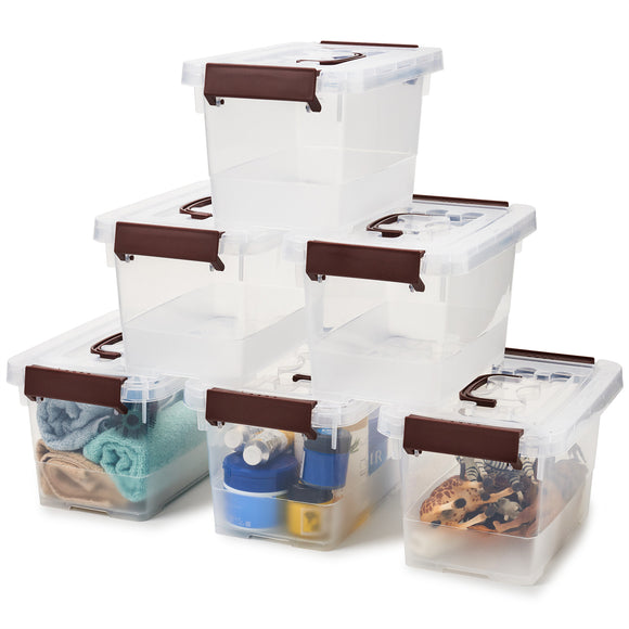EZOWare Small Plastic Containers with Lid, Lidded Stackable Knit Shelf  Storage Baskets Perfect for Storing Small