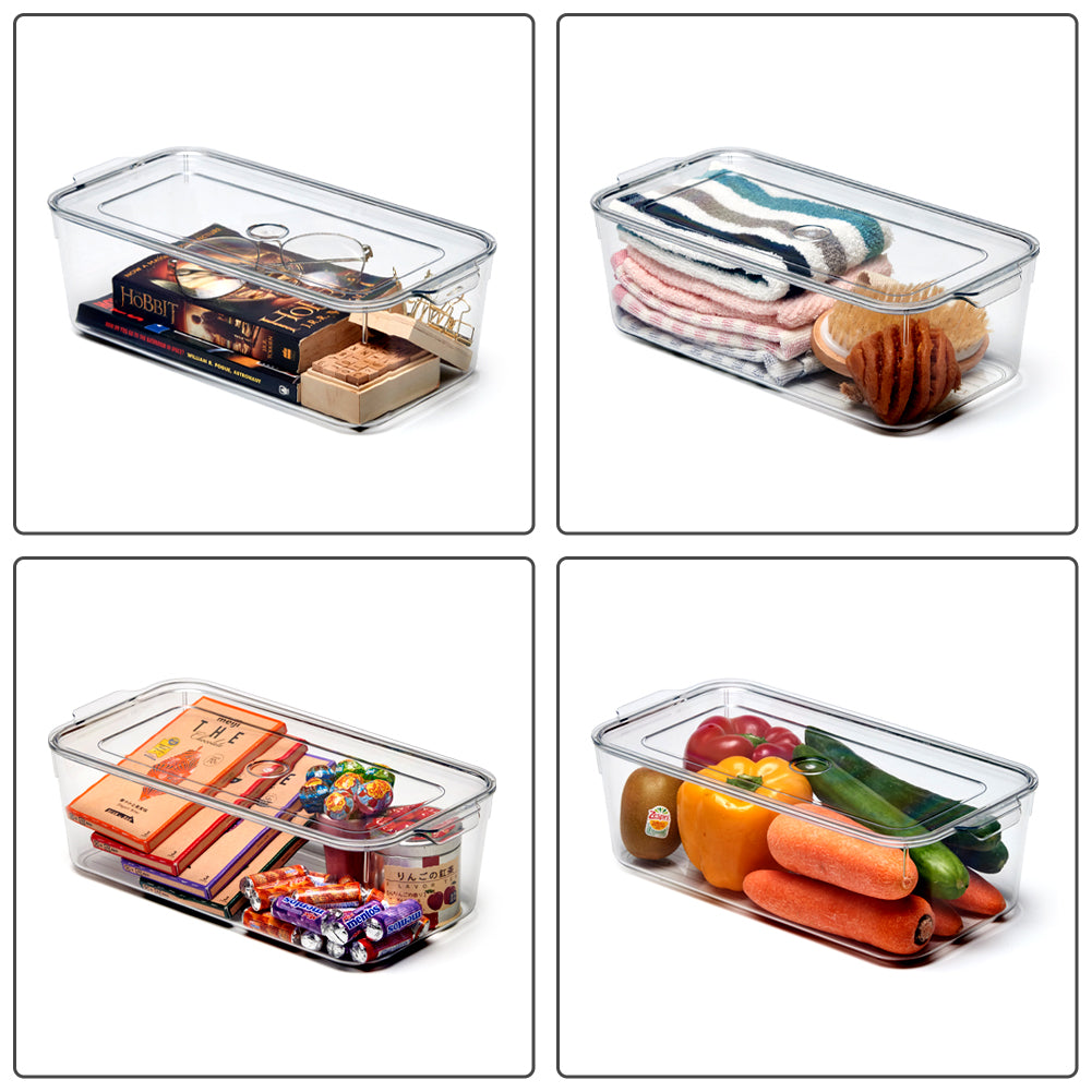 6pcs Small Plastic Food Storage Containers Organization Bin with Lids for Kitchen  Cabinet, Pantry, Shelf, or Refrigerator - Organizer for Fruits, Drinks, and  Snacks