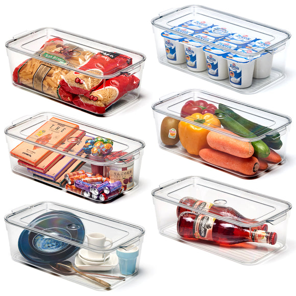 Set Of 6 Kitchen Food Storage Containers Plastic Clear Freezer Dishwasher  Box
