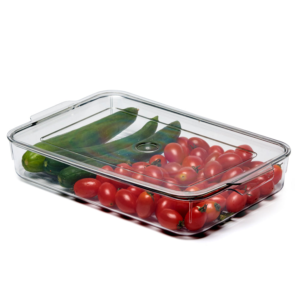 EZOWare Set of 6 Refrigerator Organizer Bins with Lid, Clear Stackable